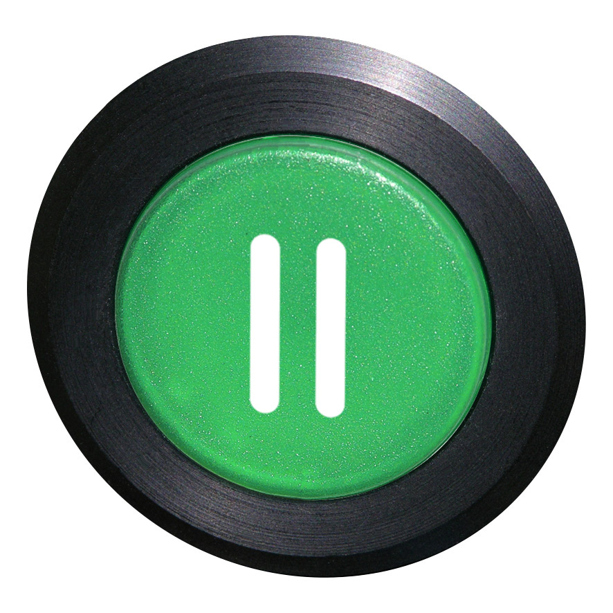 Кнопка зеленая без фиксаци, в отверстие 30,5мм, IP67, с кольцом черного цвета, с маркировкой "II" BS5D GN-II Benedict