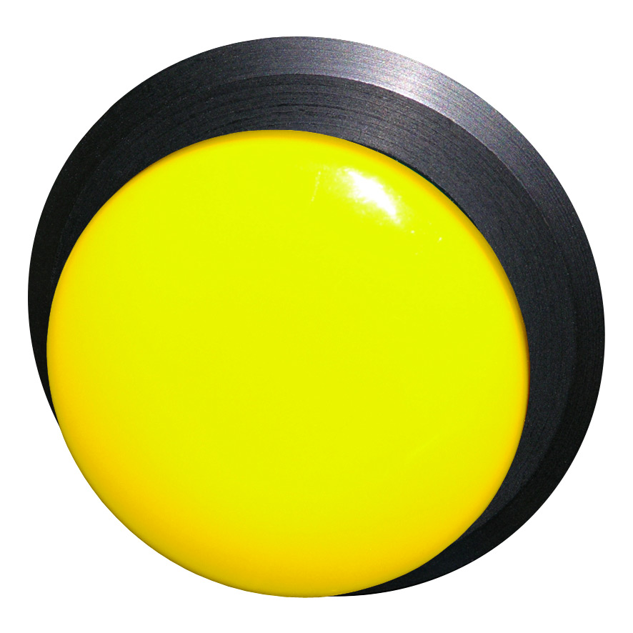 Кнопка желтая грибовидная, в отверстие 30,5мм, ∅28мм, высота 11,5мм, IP67, с кольцом черного цвета, без маркировки BS5P1 GE Benedict
