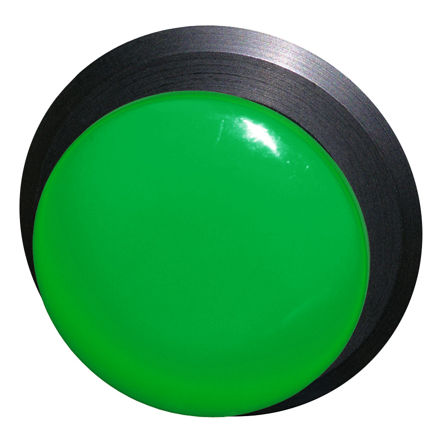 Кнопка зеленая грибовидная, в отверстие 30,5мм, ∅28мм, высота 11,5мм, IP67, с кольцом черного цвета, без маркировки BS5P1 GN Benedict