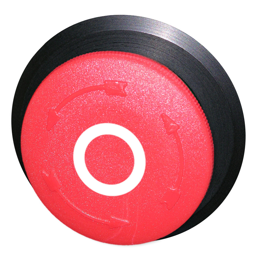 Кнопка аварийного останова, в отверстие 30,5мм, ∅28мм, высота 11,5мм, с кольцом черного цвета, возврат поворотом, с маркировкой "O" BS5P3 RT-0 Benedict