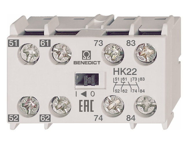 Блок вспомогательных контактов 2НО + 2НЗ для K1-07D HK22 Benedict