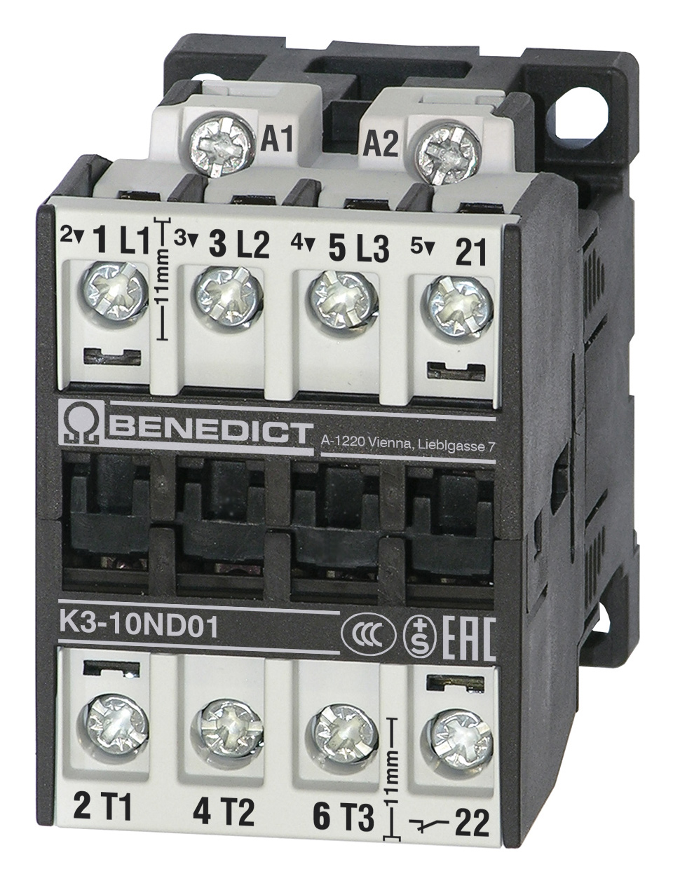 Контактор 4кВт 3~400В (10А AC3), 3П, 110В AC K3-10ND01 110 Benedict