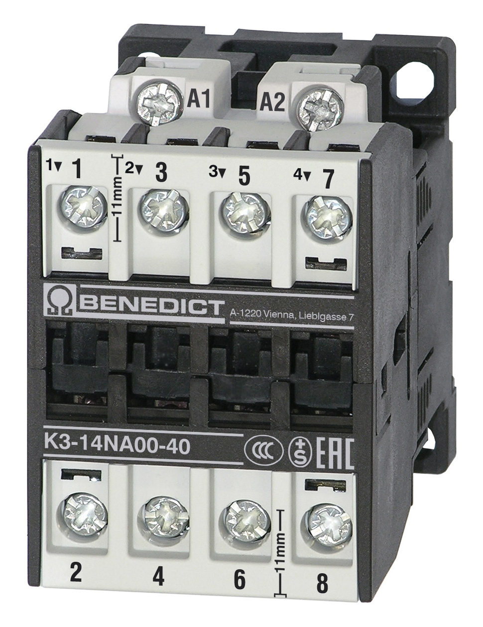 Контактор 5.5кВт 3~400В (14А AC3), 4П, 24В AC K3-14NA00-40 24 Benedict