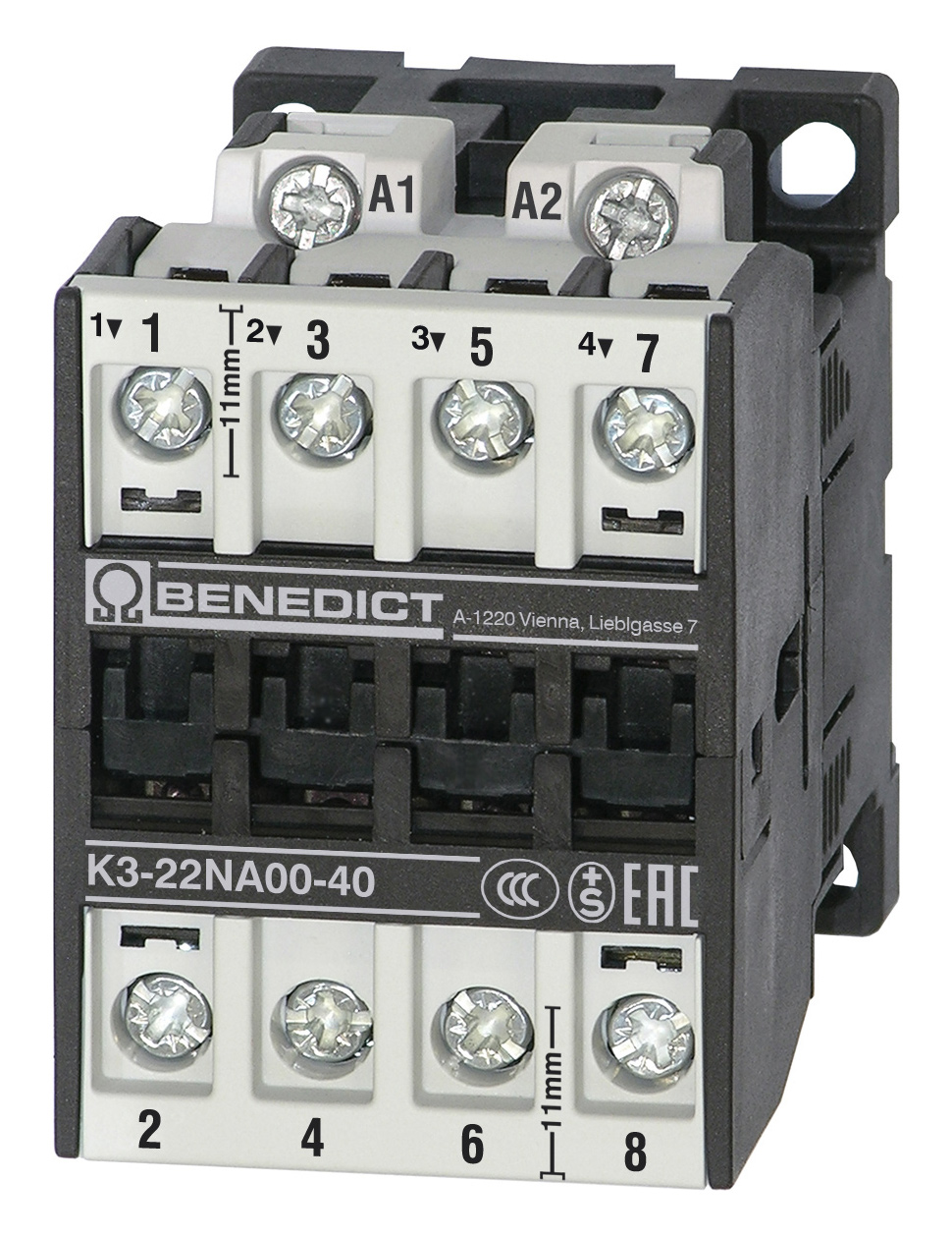 Контактор 11кВт 3~400В (22А AC3), 4П, 380-415В AC K3-22NA00-40 400 Benedict