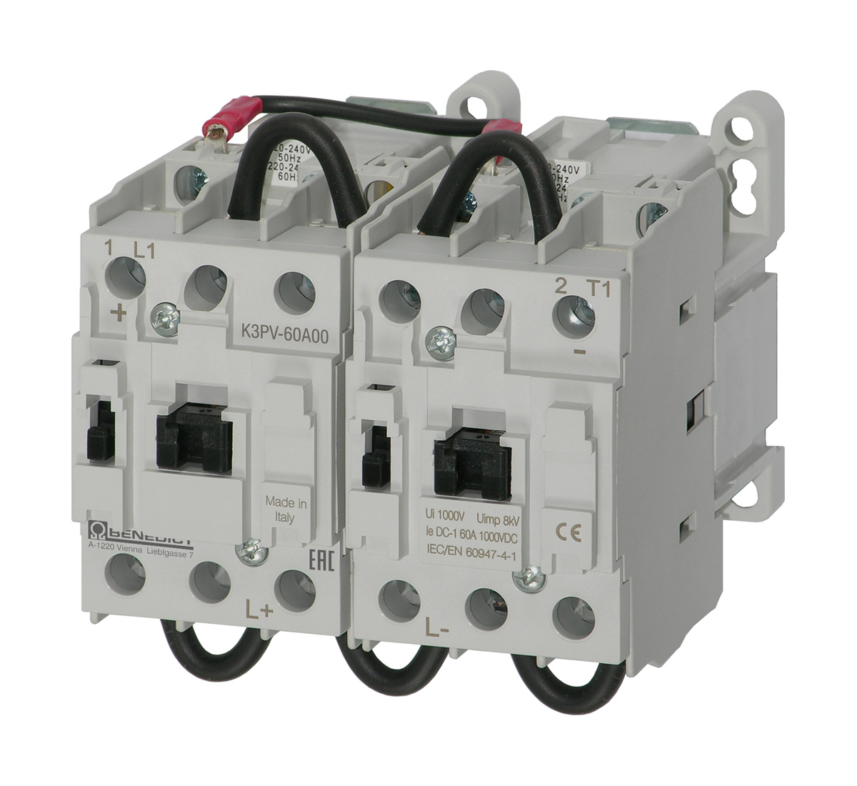 Контактор для коммутации постоянного тока (DC), 1П, 220-240V 50/60Hz K3PV-60A00 230 Benedict
