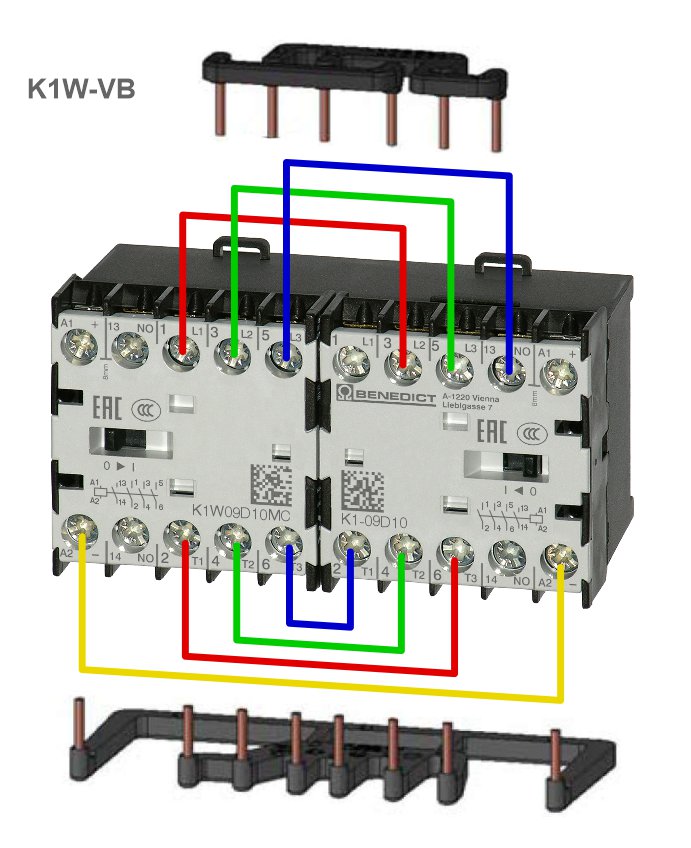 Коннектор K1W-VB для реверсивных миниконтакторов Benedict