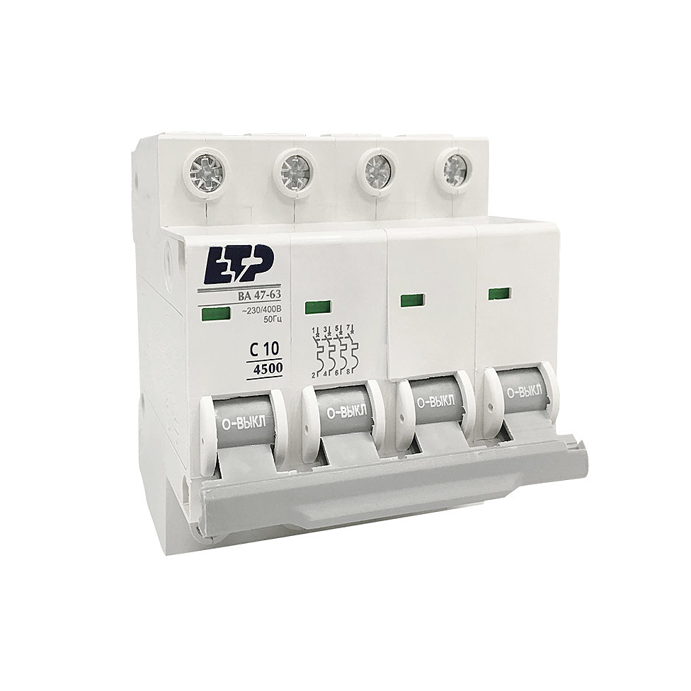 Автоматический выключатель ВА 47-63, 4P 10А (С) 4,5кА ETP